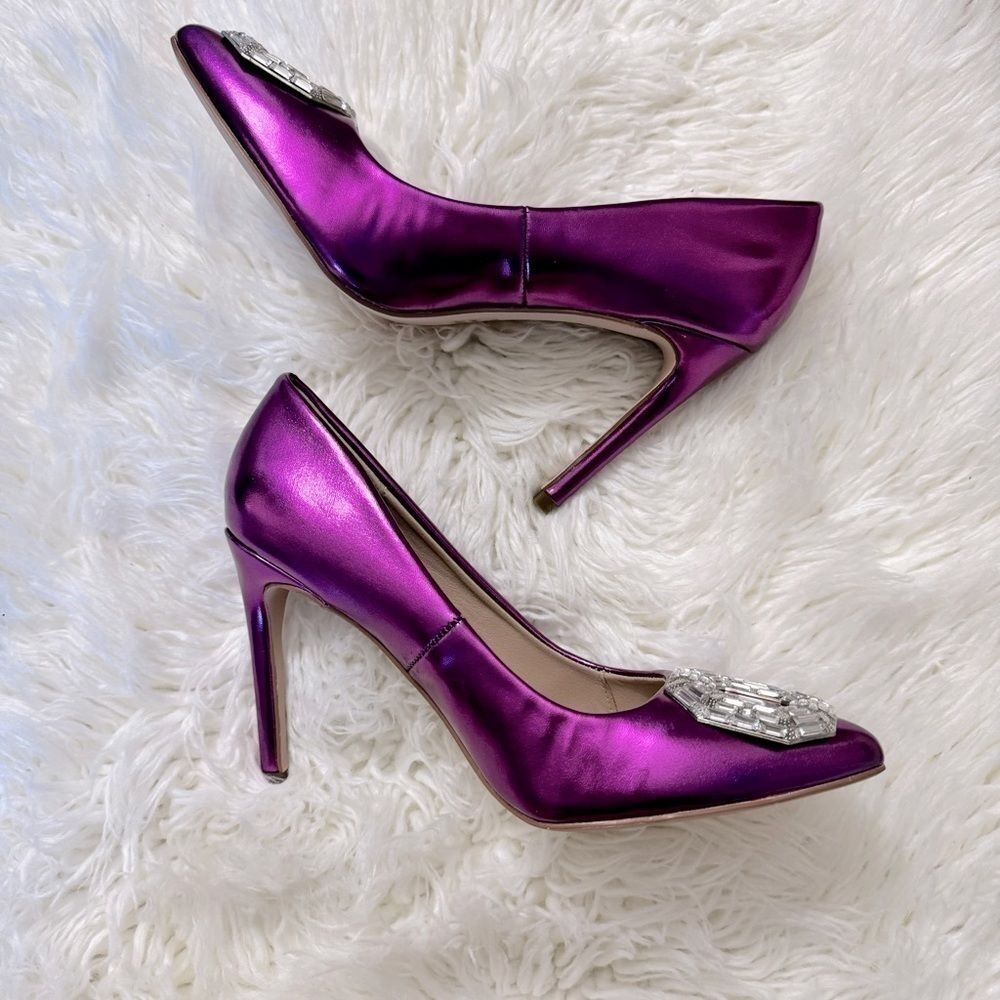Chase + Chloe Los Angeles Lala-44 Purple Metallic Rhinestone Pump Women’s Size 8
